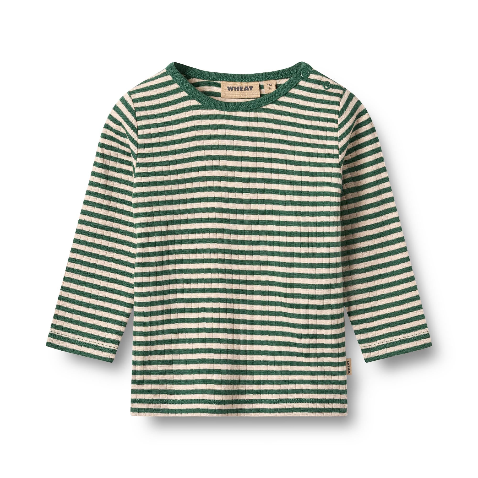 Wheat T-Shirt Stig Gestreept Groen - Afbeelding 2
