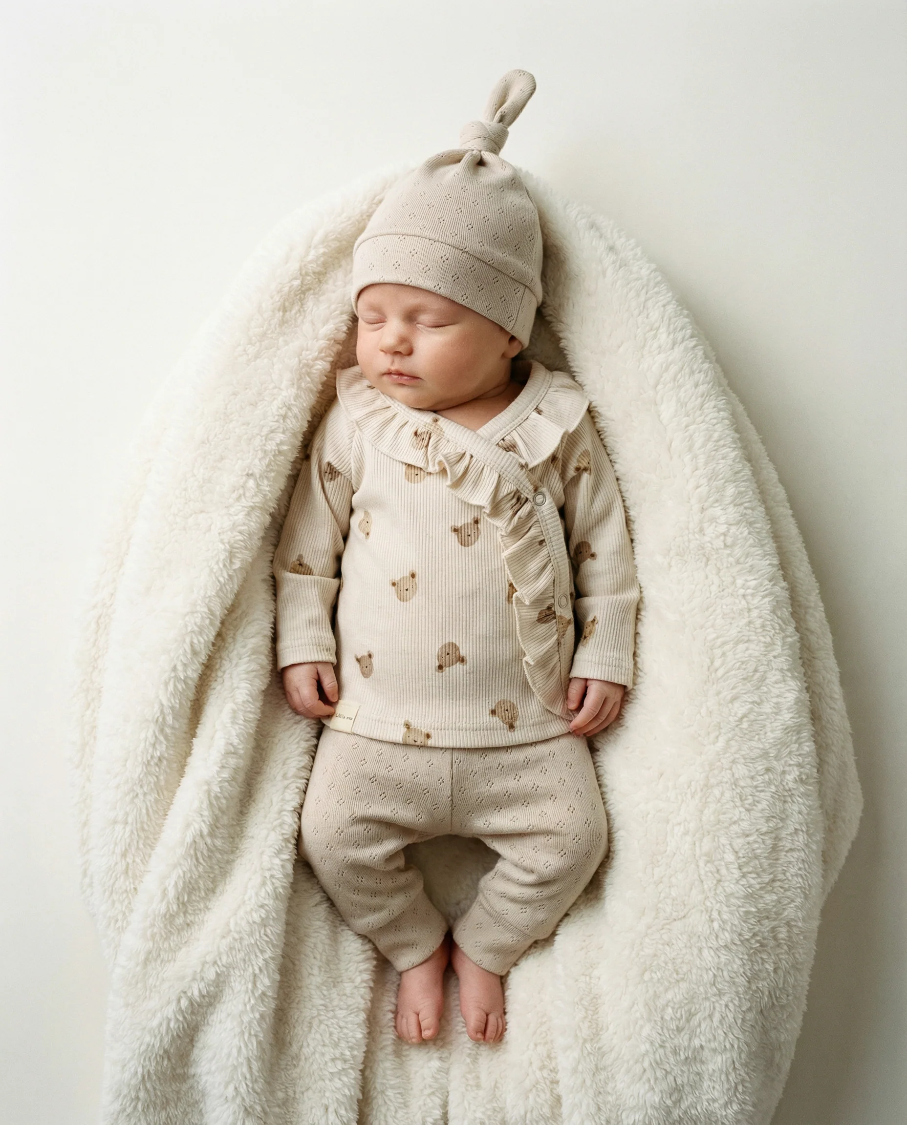 Overslag shirtje ruffel baby rib little one bears - Afbeelding 2